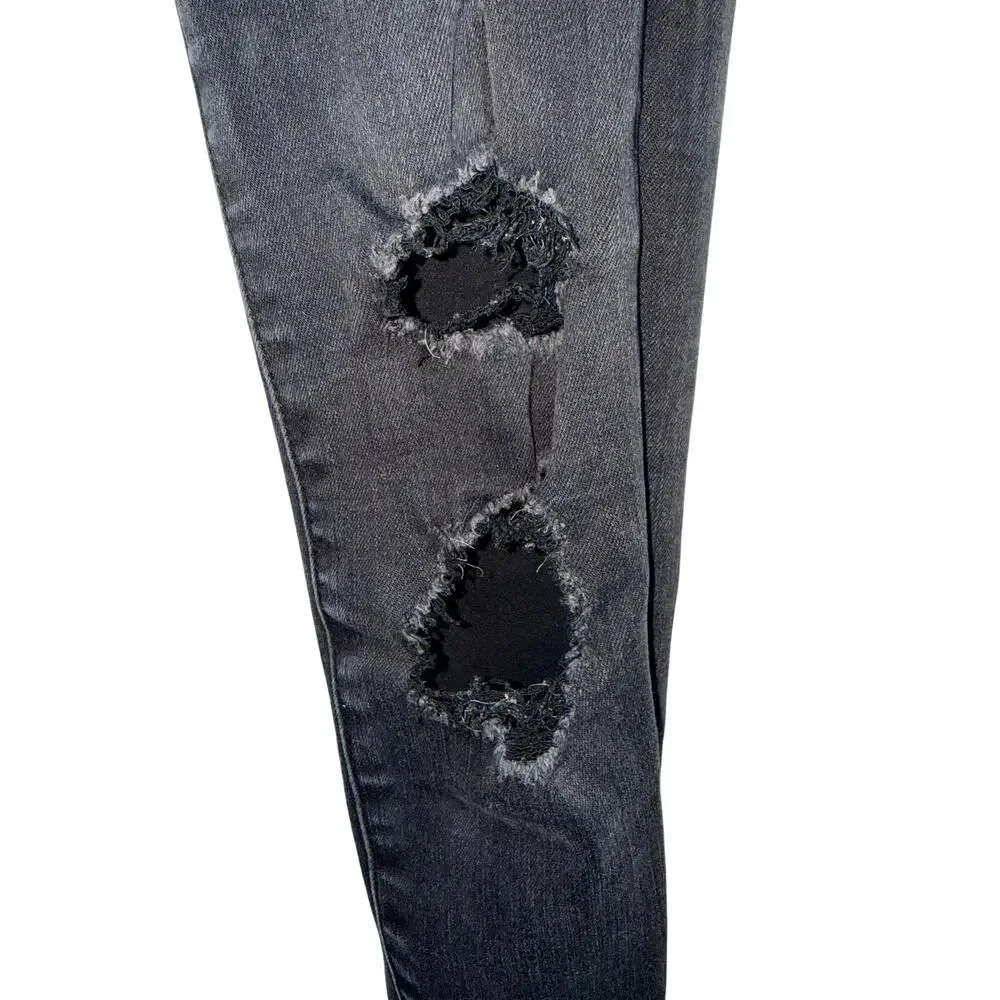 Abercrombie & Fitch Simone High Rise Ankle Black Distressed Skinny Jeans Size 24